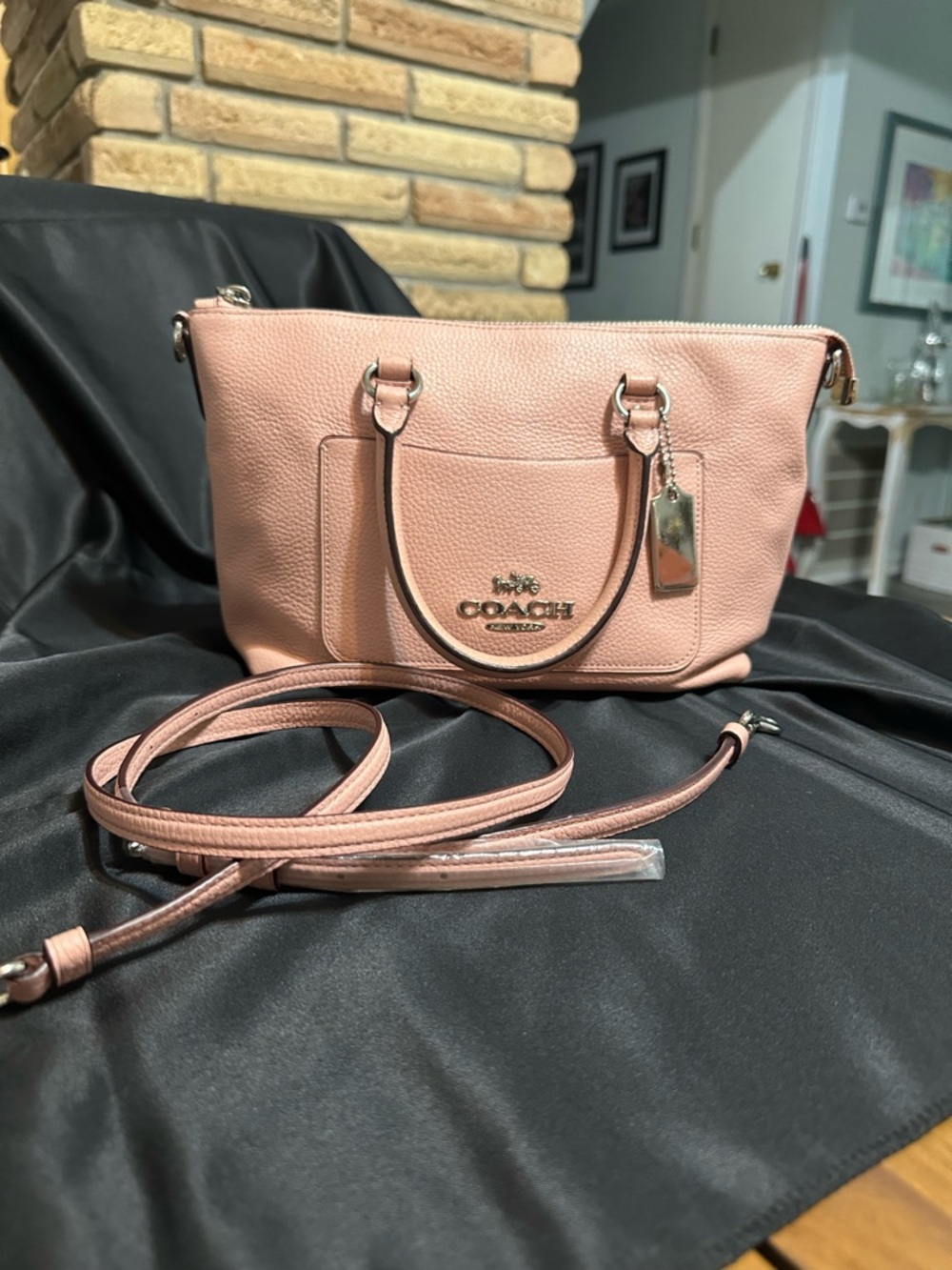 Coach Pink Pebbled Leather Mini Emma Crossbody Satchel
